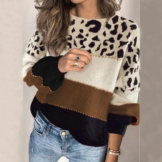 Olivia® | Elegante maglione di cotone in stile leopardo