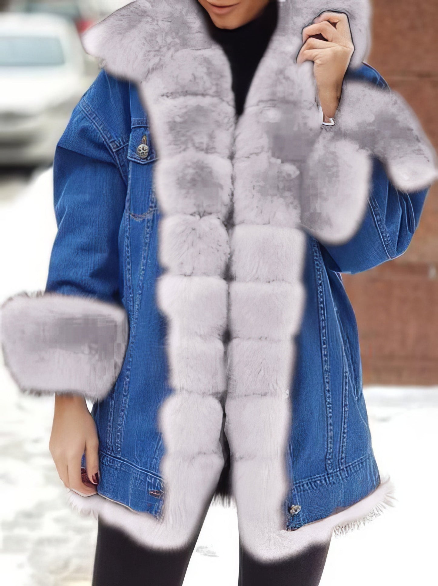 Coats Furry Denim Super Warm Long Sleeve Coat - LuckyFash™