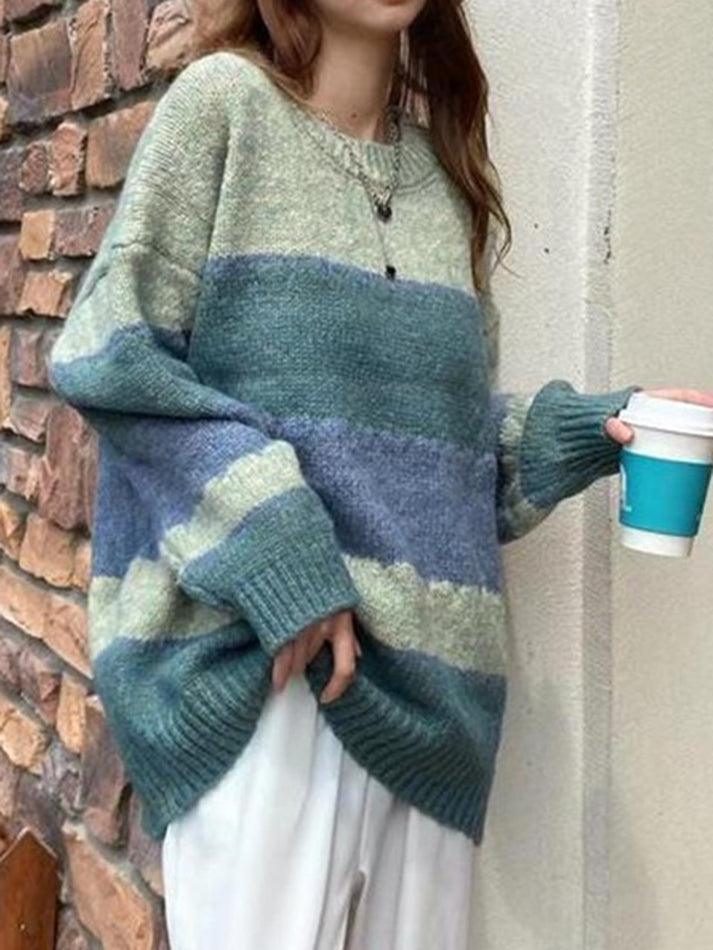 Color Block Striped Sweater - AnotherChill