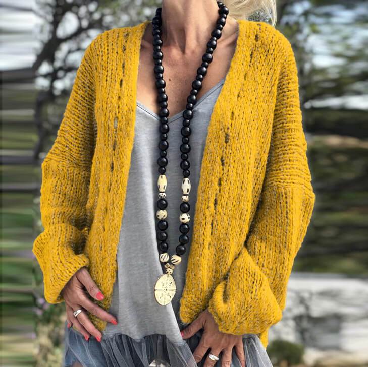 Chunky Knit Hollow Cardigan Sweater