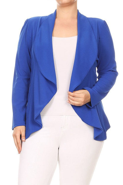 Honey Plus Casual Solid open front jacket blazer