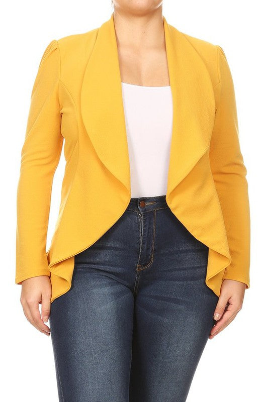 Honey Plus Casual Solid open front jacket blazer