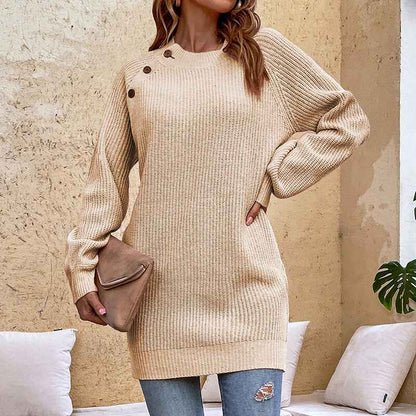 Gray-Womens-Crew-Neck-Long-Sleeve-Knit-Stretchable-Elasticity-Slim-Sweater-Bodycon-Mini-Sweater-Dress-K434