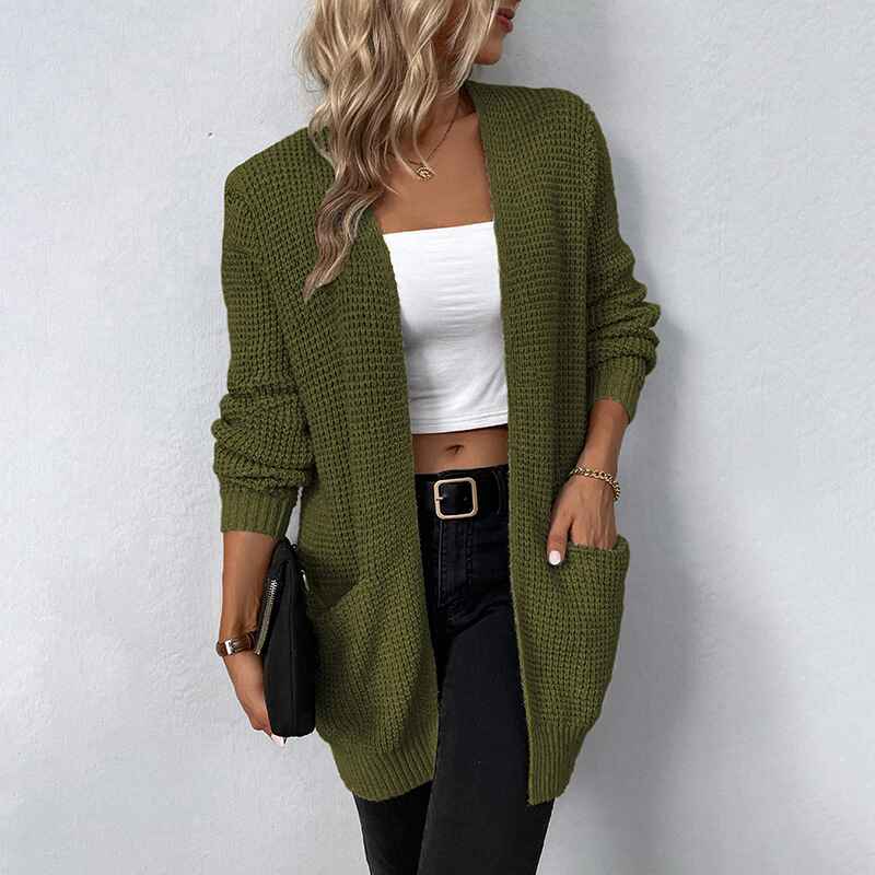 Black-Womens-Open-Front-Waffle-Long-Sleeve-Lightweight-Knit-Cardigans-Sweater-Oversized-Sweaters-with-Pockets-K266