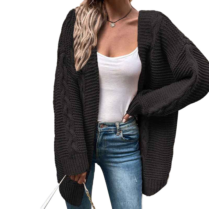 Wine-Red-Astylish-Womens-Open-Front-Long-Sleeve-Chunky-Knit-Cardigan-Sweaters-Loose-Outwear-Coat-K393