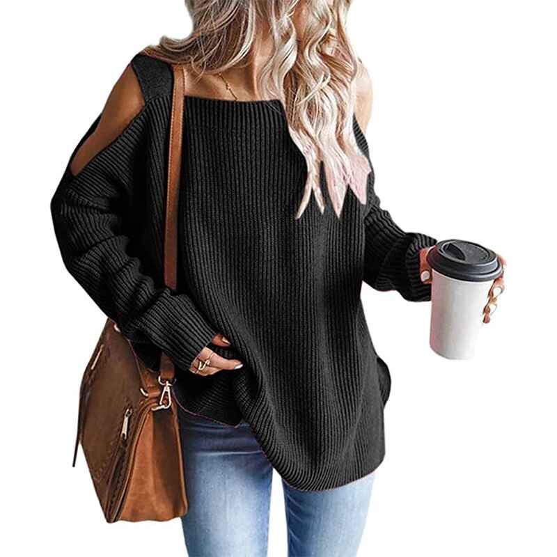 Khaki-Womens-Cold-Shoulder-Oversized-Sweaters-Batwing-Long-Sleeve-Square-Neck-Chunky-Knit-Fall-Tunic-Sweater-Tops-K622