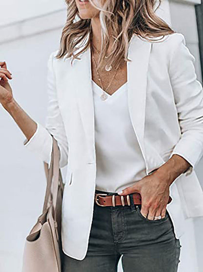 Blazers- Versatile Women's Notch Lapel Blazer: Casual to Office Wear- - IndioGear Fashion and Gear