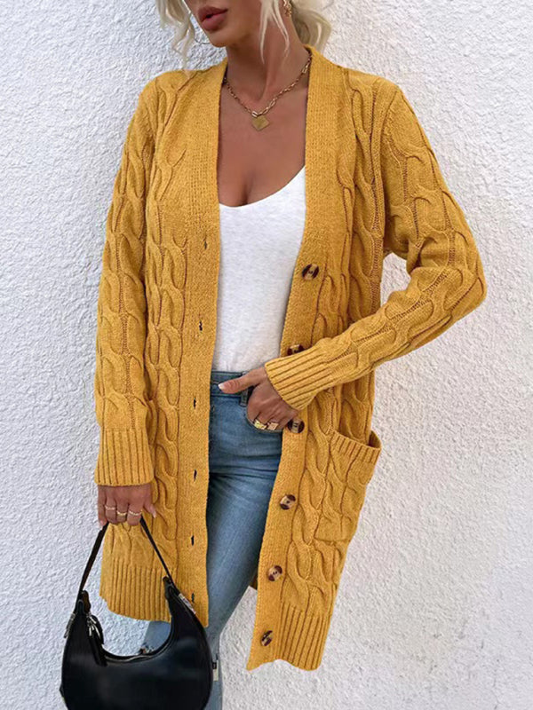 Cardigans- Cable Knit Grandpa Cardigans – Classy & Casual- Ginger yellow- IndioGear.com