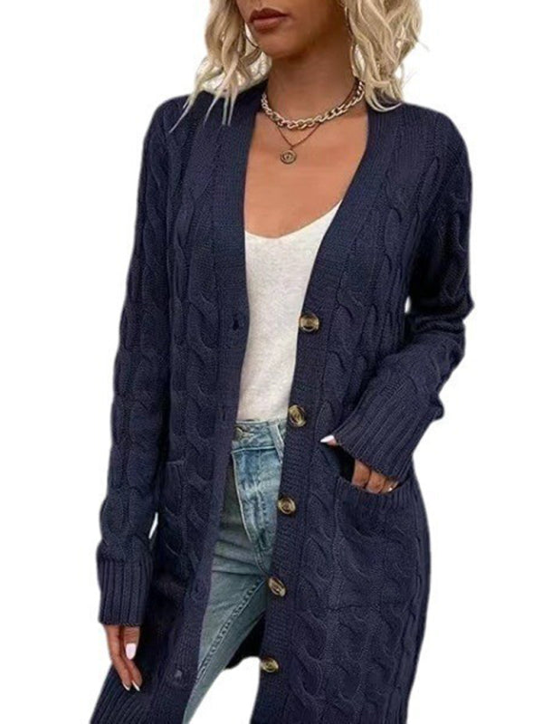 Cardigans- Cable Knit Grandpa Cardigans – Classy & Casual- Purplish blue navy- IndioGear.com