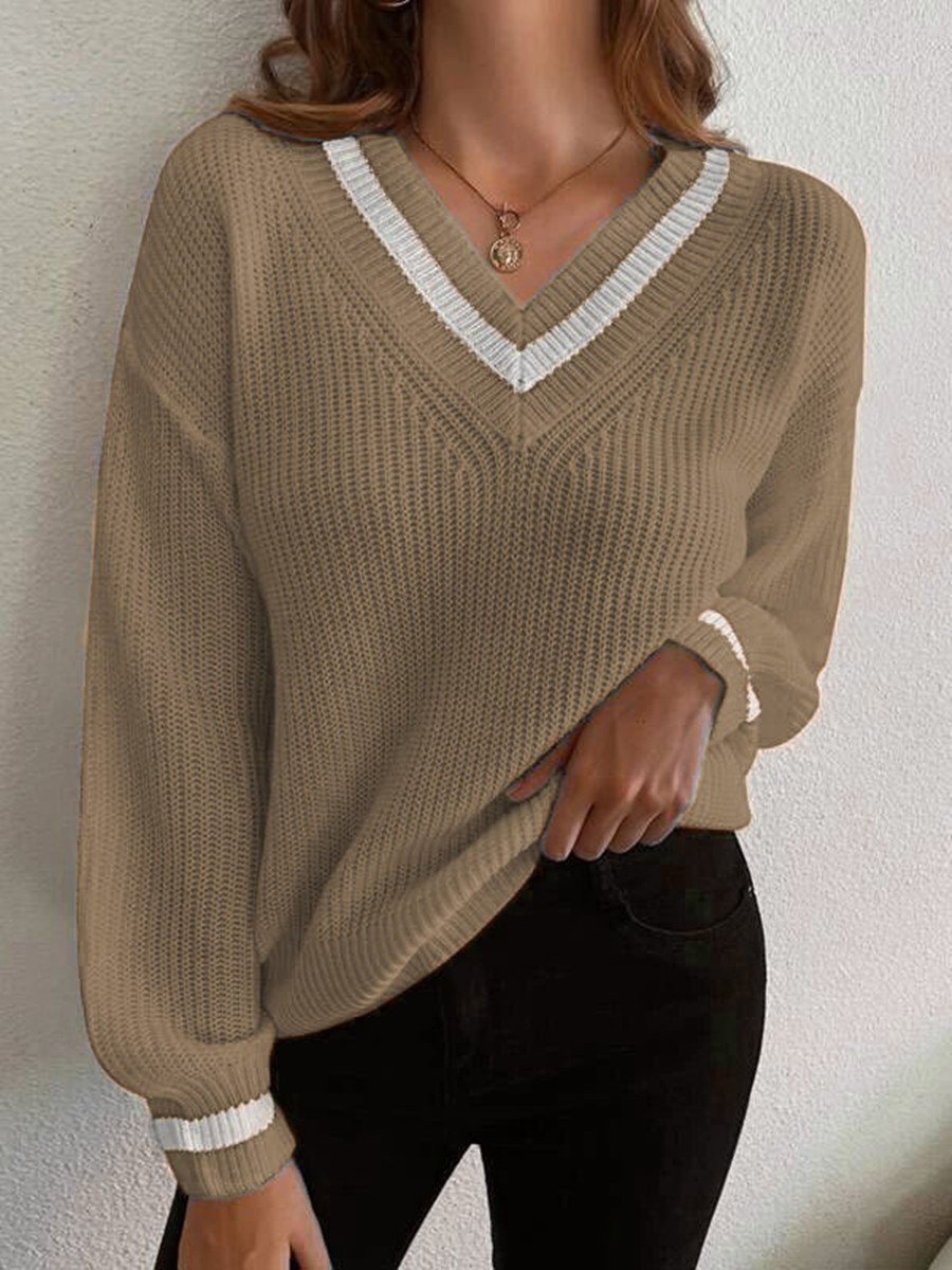 Casual V-Neck Pullover Long Sleeve Sweater Shopvhs.com