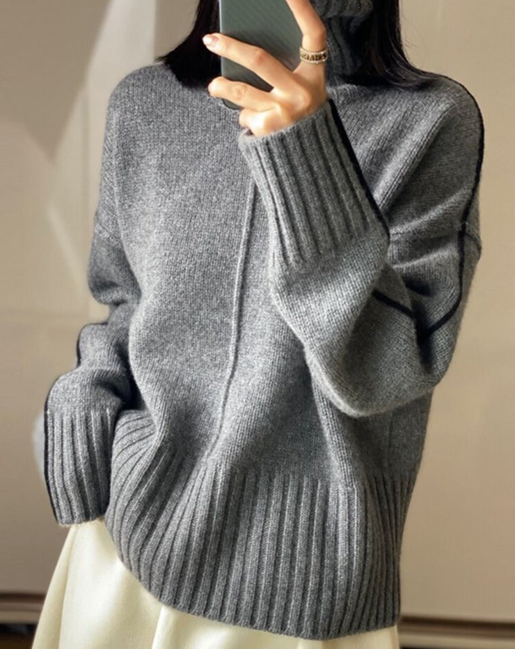 Long Sleeve Turtleneck Cashmere Sweater - BEYOND