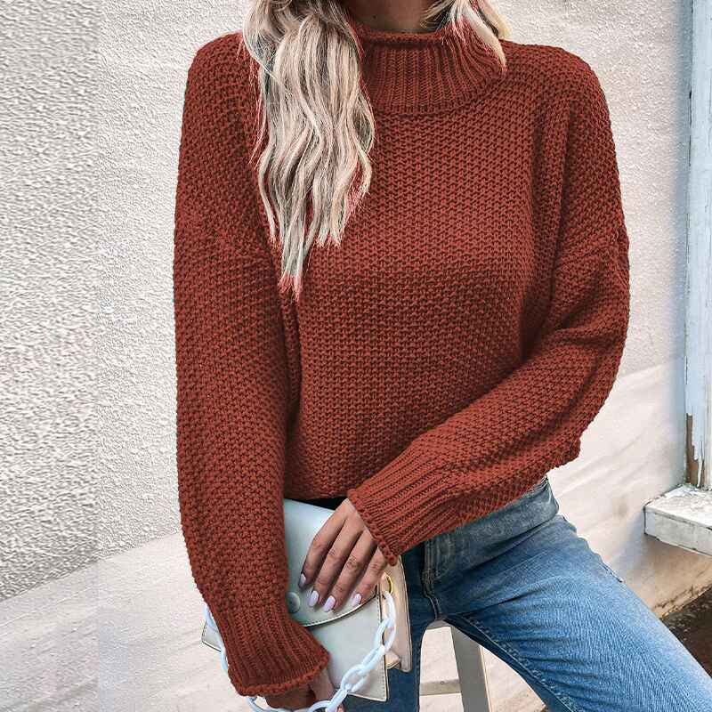 Black-Womens-Fall-Long-Sleeve-Turtleneck-Casual-Loose-Chunky-Knitted-Pullover-Sweater-Jumper-Tops-K406