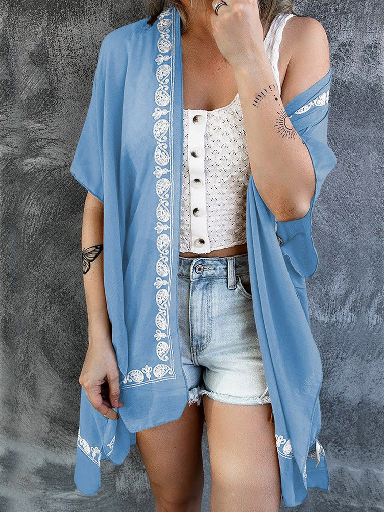 Loose Pattern Beach Sunscreen Mid Sleeve Cardigan Shopvhs.com