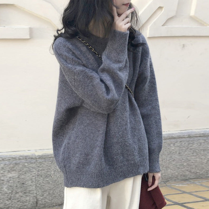 fall outfits 2024 Soft Nuo Sweater Women's Gray New Loose Lazy Style Autumn and Winter Outer Wear Korean Style Pullover Bottoming Shirt Inner Top Fashion