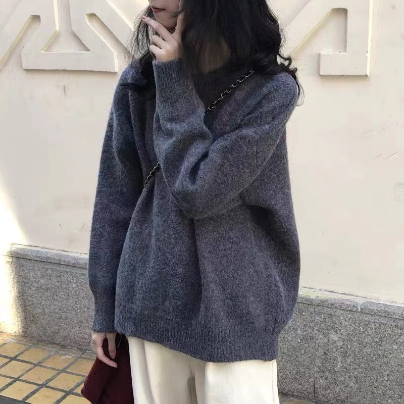 fall outfits 2024 Soft Nuo Sweater Women's Gray New Loose Lazy Style Autumn and Winter Outer Wear Korean Style Pullover Bottoming Shirt Inner Top Fashion