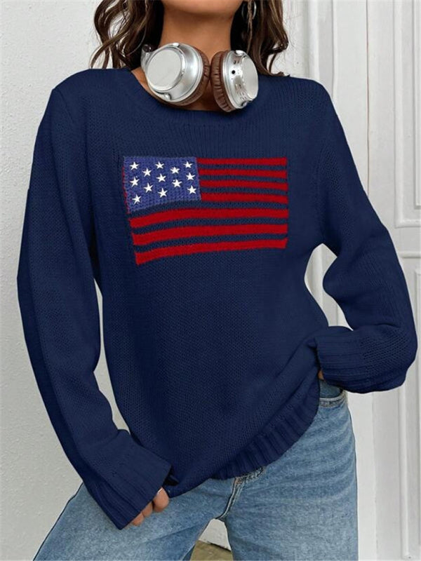 Patriotic Sweater- Patriotic Sweater with American Flag Print- - IndioGear Clothing and Gear