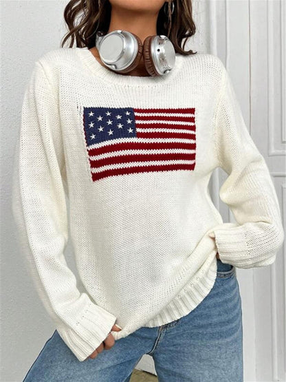 Patriotic Sweater- Patriotic Sweater with American Flag Print- - IndioGear Clothing and Gear