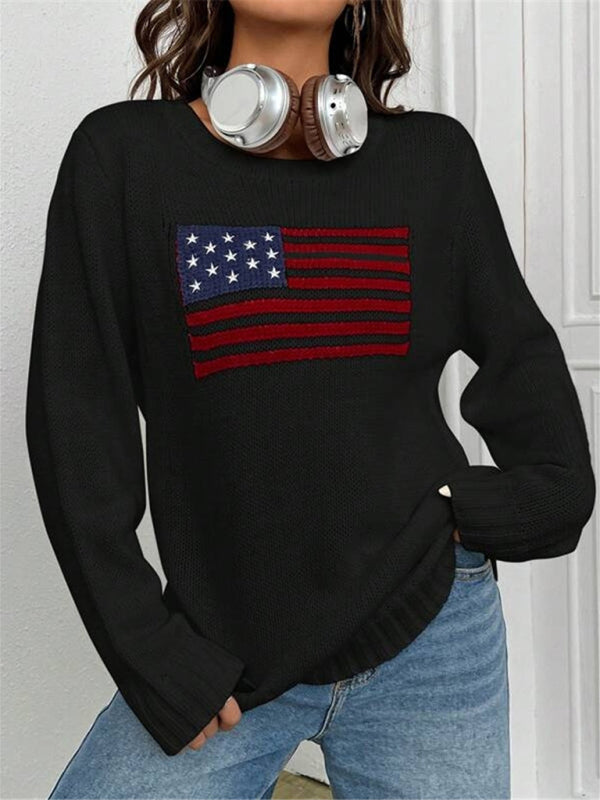 Patriotic Sweater- Patriotic Sweater with American Flag Print- - IndioGear Clothing and Gear