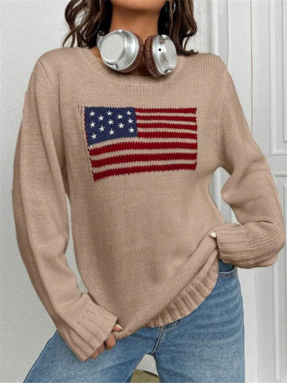 Patriotic Sweater- Patriotic Sweater with American Flag Print- - IndioGear Clothing and Gear