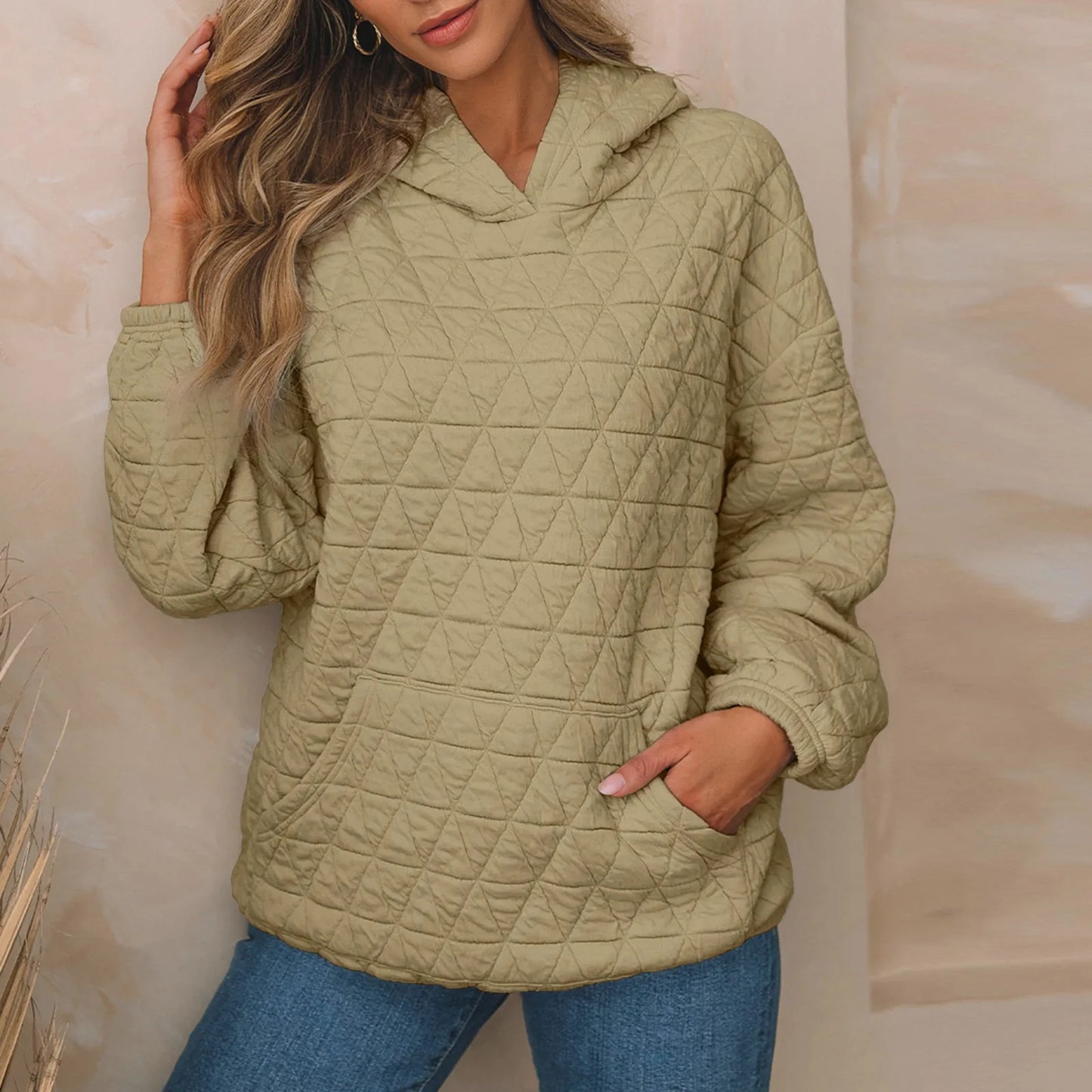 Sweatshirts- Sweatshirt Quilted Hoodie Kangaroo Pouch- - IndioGear.com