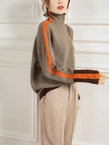 Lyra® | Elegante maglione con scollo a tartaruga a fantasia