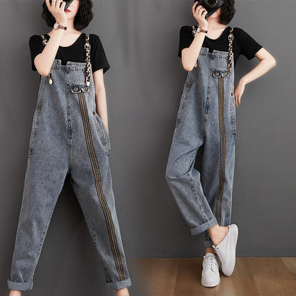 Women Retro Loose Autumn Denim Jumpsuit