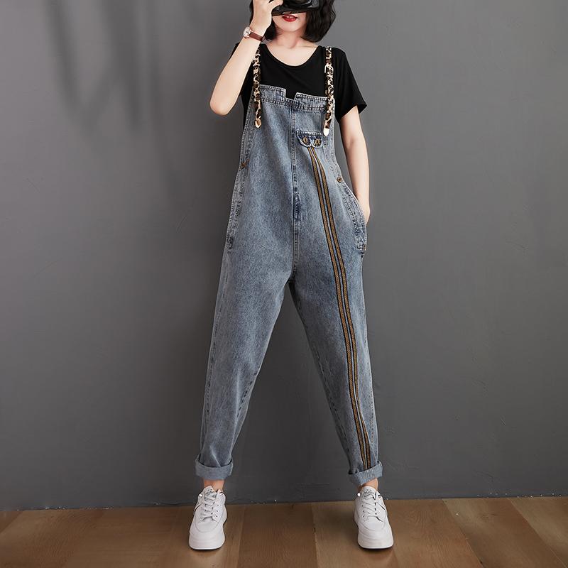 Women Retro Loose Autumn Denim Jumpsuit