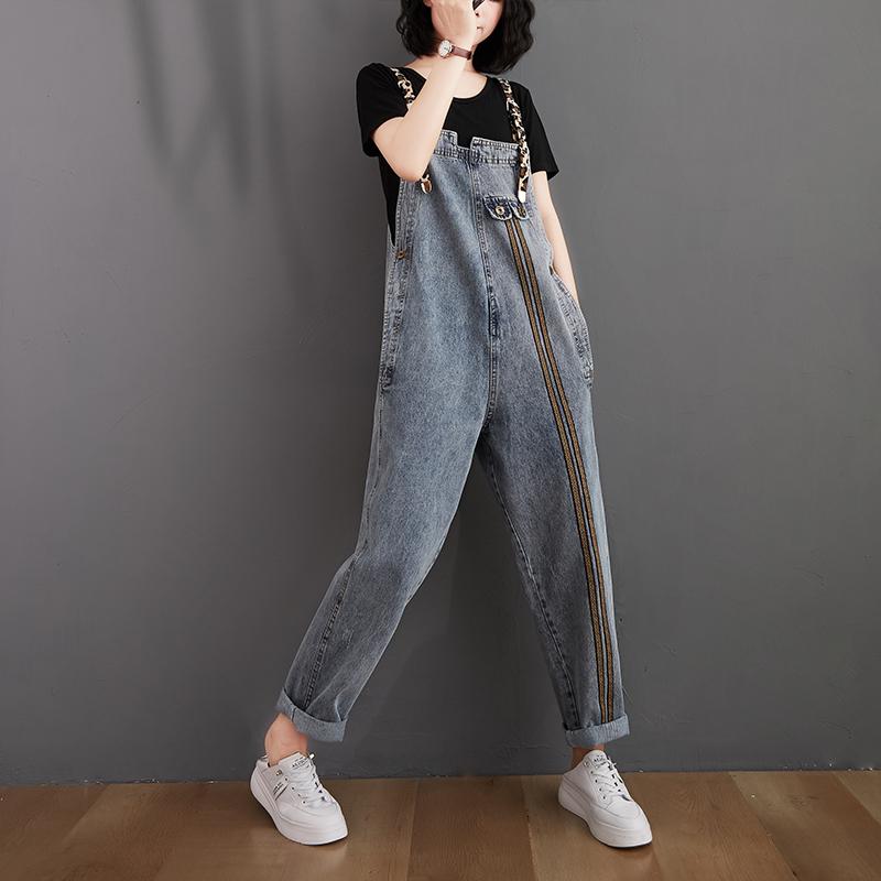 Women Retro Loose Autumn Denim Jumpsuit