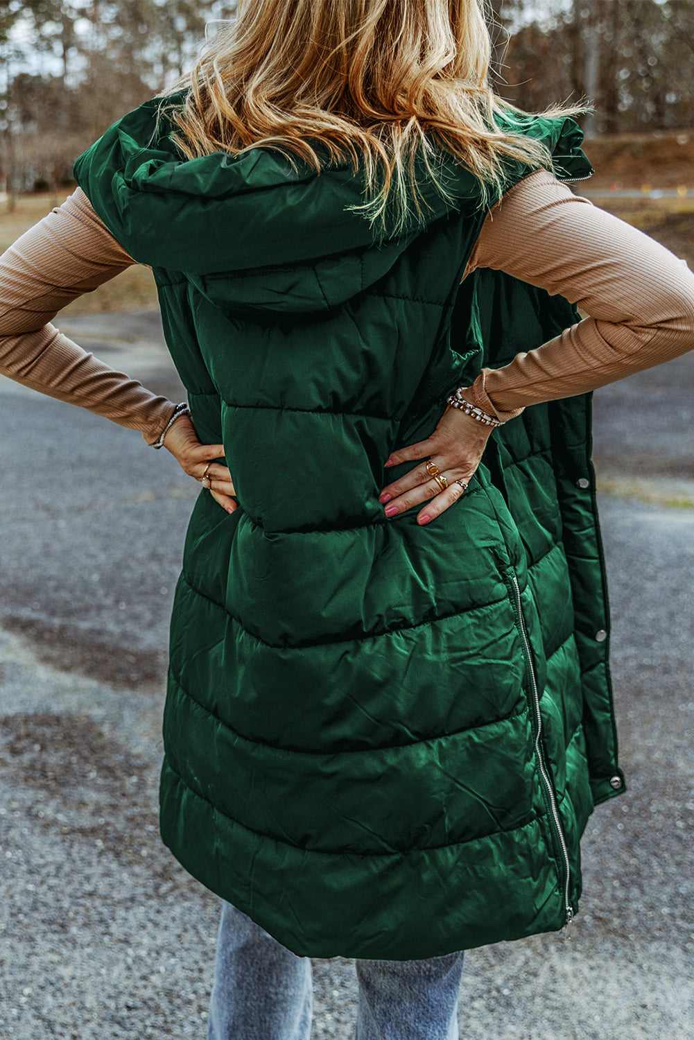 Hooded Long Quilted Vest Coat - Coats - Sunny Angela