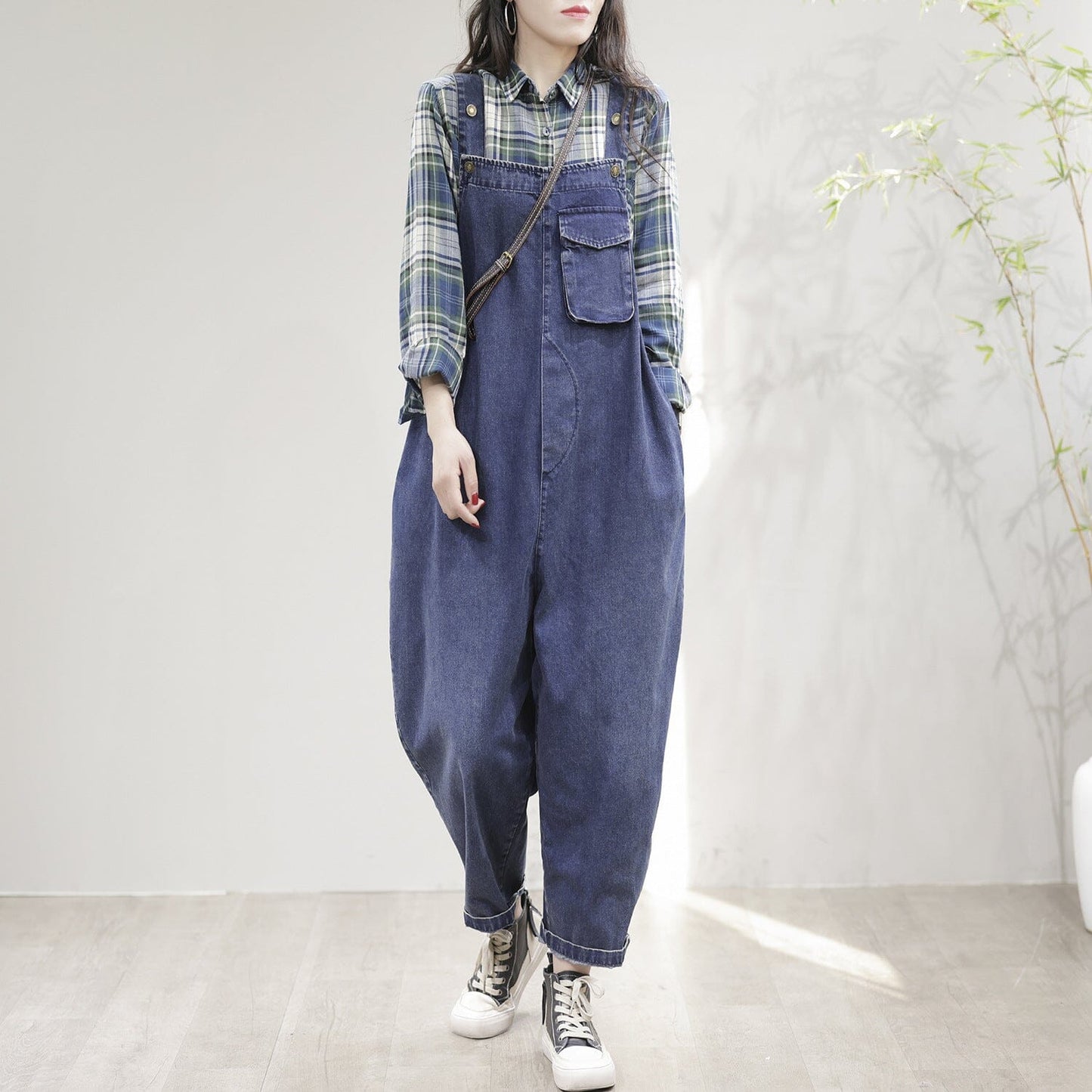 Spring Summer Casual Loose Patchwork Denum Jumpsuit