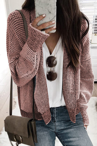 Waffle Button Long Sleeve Shirt Coat