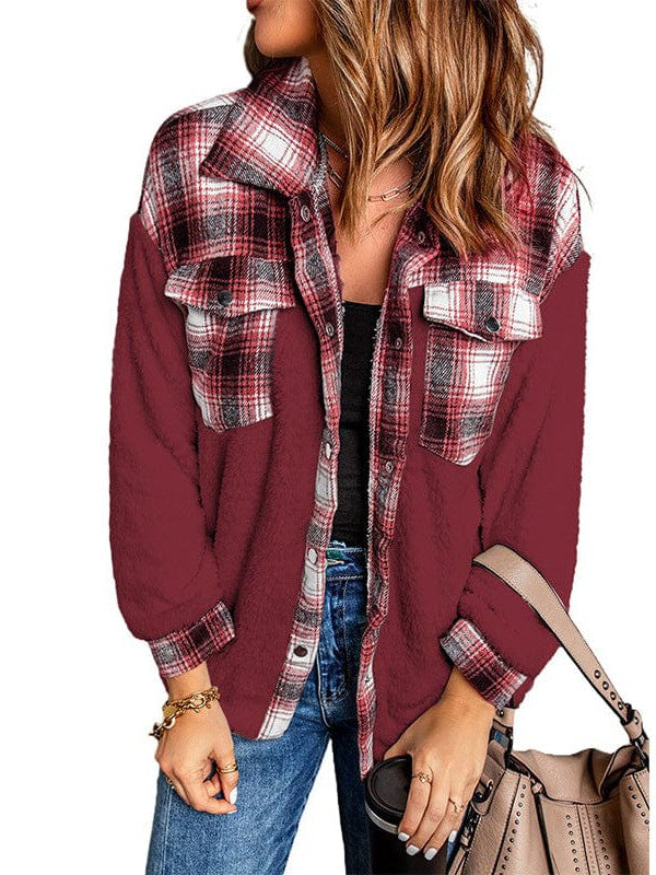 Women's Plaid Lapel Single Breasted Jacket