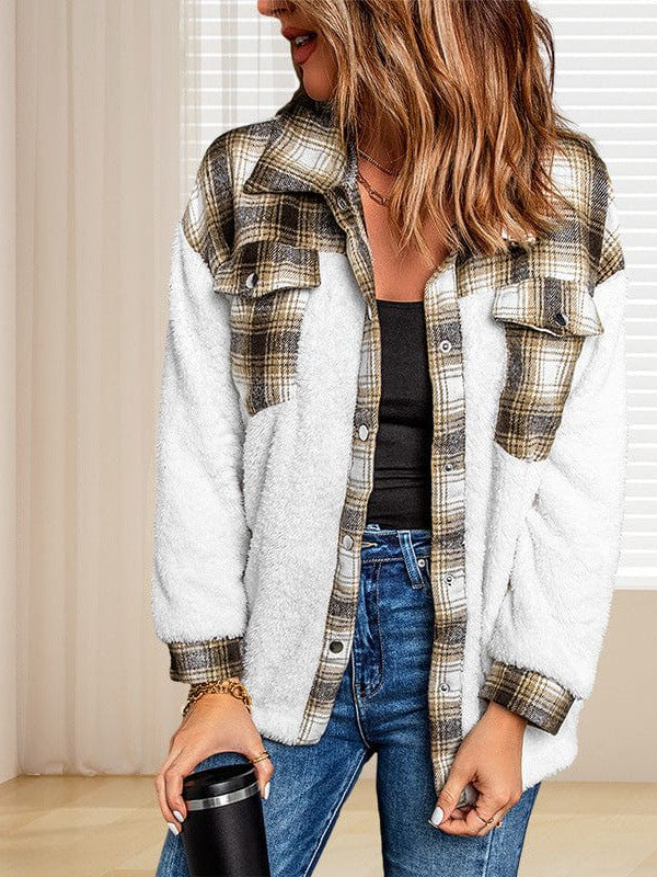 Women's Plaid Lapel Single Breasted Jacket