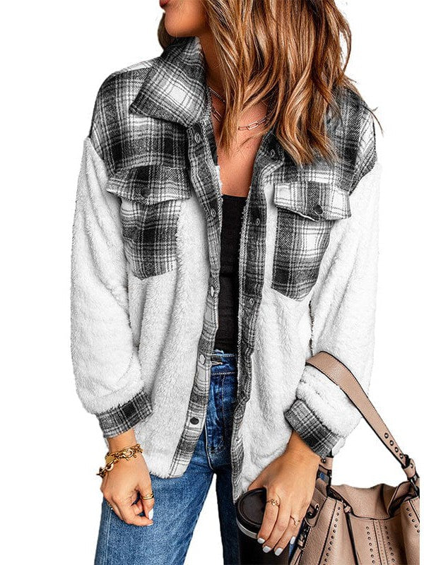 Women's Plaid Lapel Single Breasted Jacket