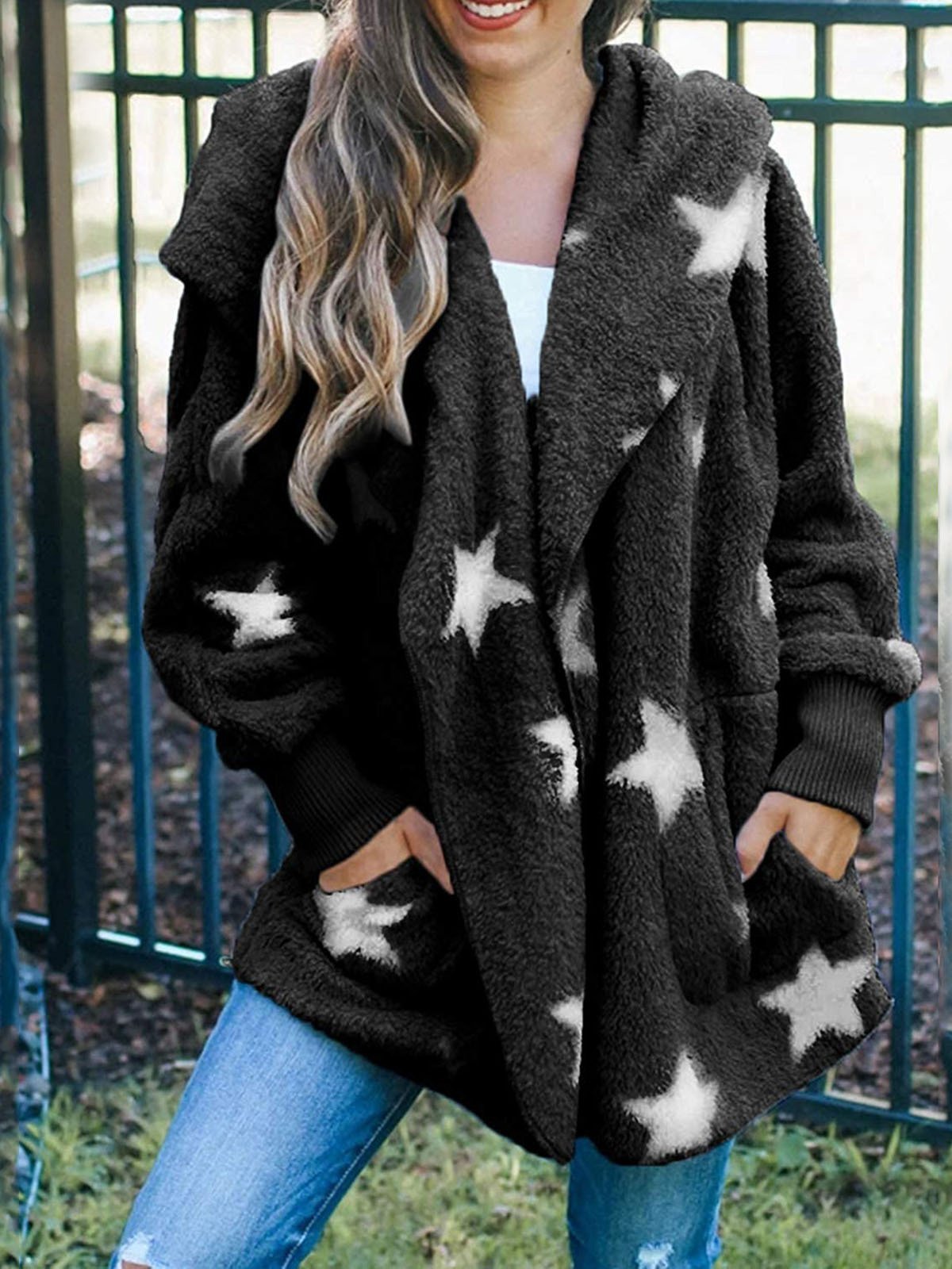 Coats Five-Pointed Star Plush Pocket Hooded Coat - LuckyFash™