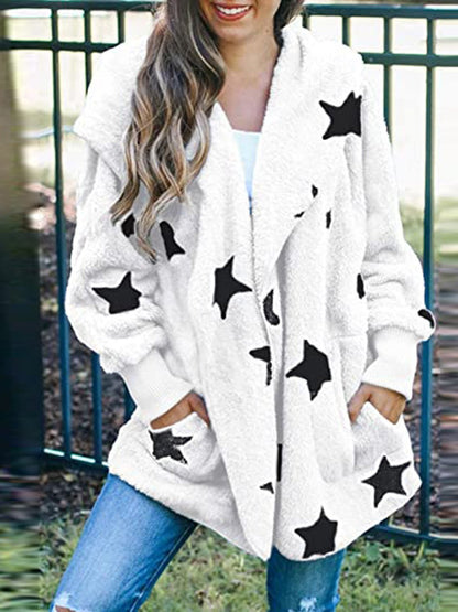 Coats Five-Pointed Star Plush Pocket Hooded Coat - LuckyFash™