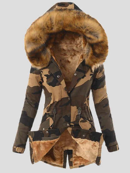 Women's Coats Warm And Fleece Collar Camouflage Hooded Cotton-Padded Coat - Coats & Jackets - Instastyled | Online Fashion Free Shipping Clothing, Dresses, Tops, Shoes - 14/12/2021 - COA2112141365 - Coats & Jackets