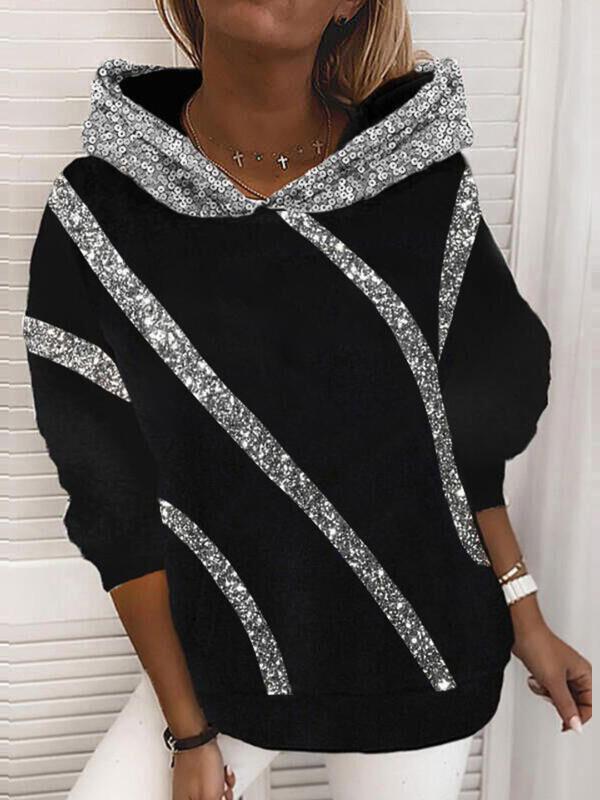 Hoodies Loose Sequined Long Sleeve Hoodie - LuckyFash™