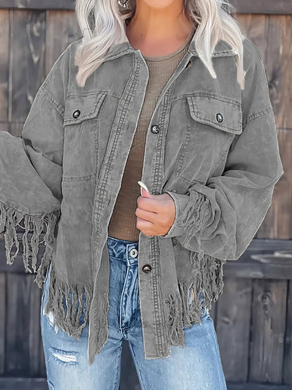 Jackets Casual Tassel Wash Corduroy Jacket - LuckyFash™