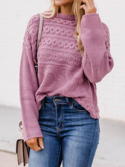 Women's Sweaters Round Neck Pullover Twist Long Sleeve Sweater - LuckyFash™