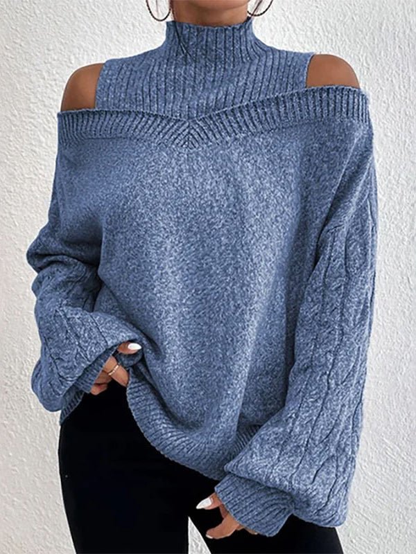 Women's Sweaters Turtleneck Off Shoulder Balloon Sleeve Sweater - Sweaters - Instastyled | Online Fashion Free Shipping Clothing, Dresses, Tops, Shoes - 05/11/2022 - 40-50 - cardigans-sweaters